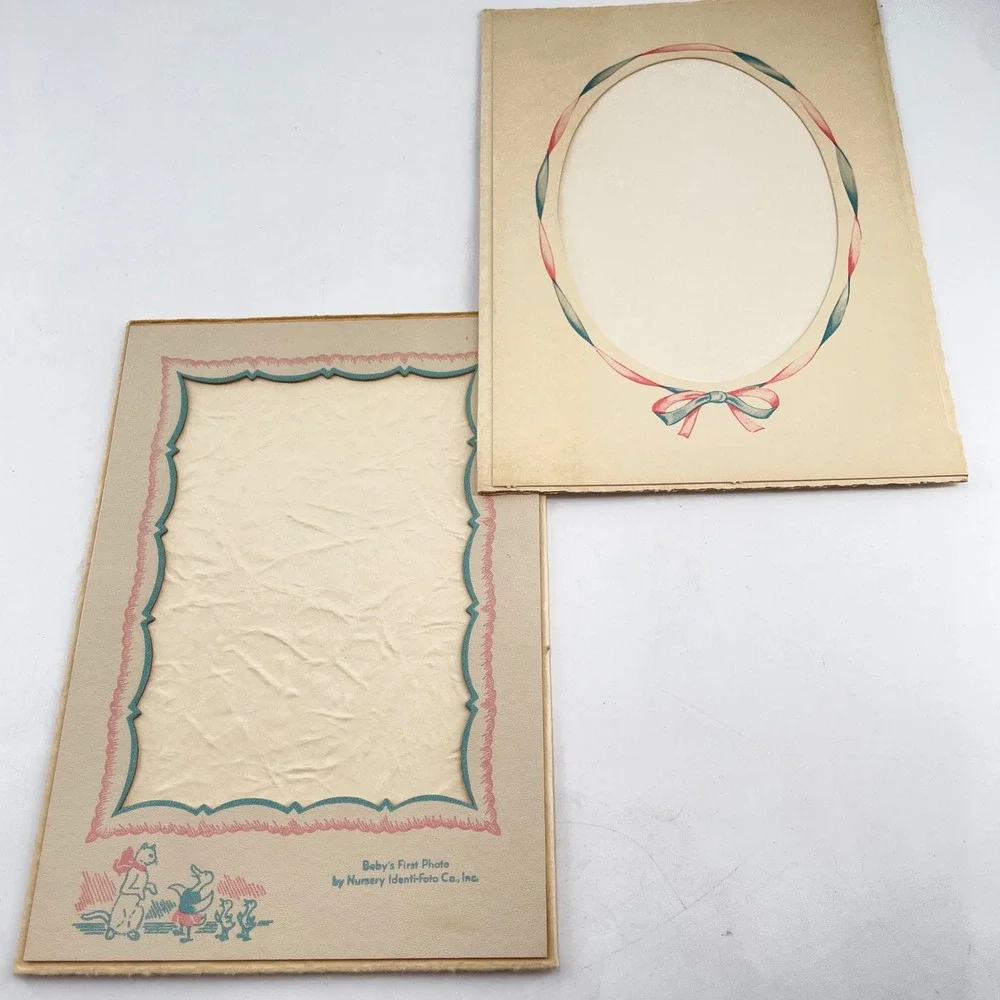 Vintage Nursery Identi-Foto Co Baby First Photo Folders Cat Duckling Set of 2